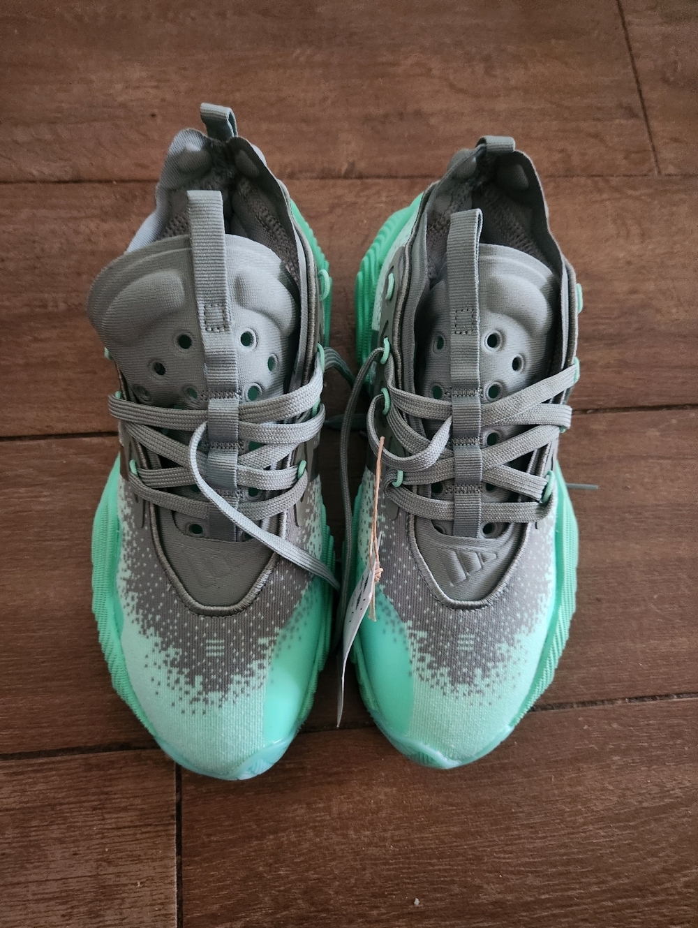 Adidas Kids Mint Green & Gray Athletic Sneakers - Lightweight Comfort brand New